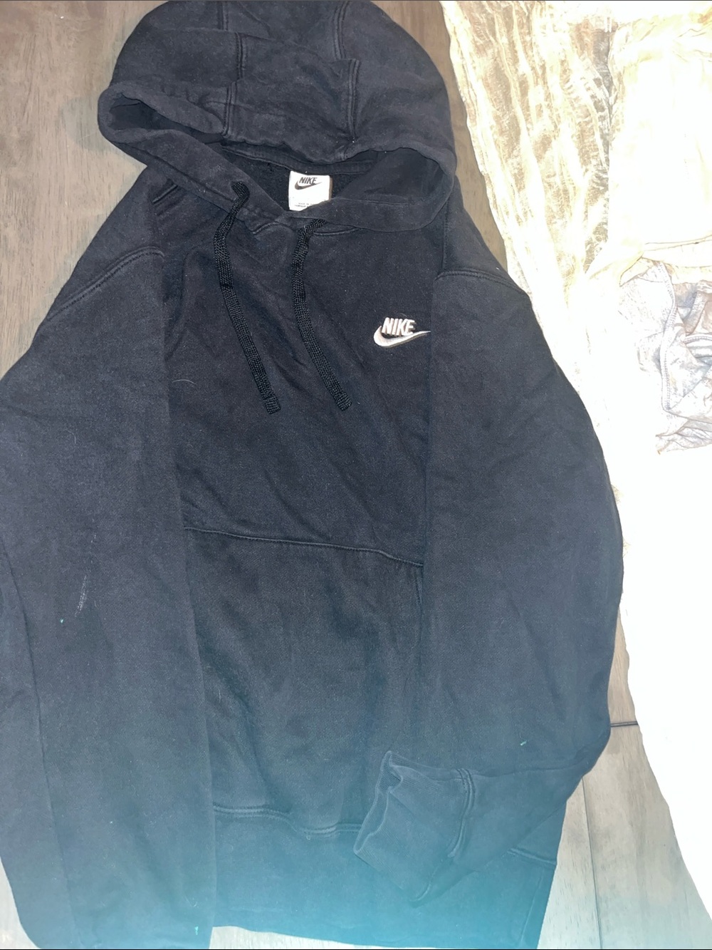 Nike Men’s Black Pullover Hoodie with White Swoosh